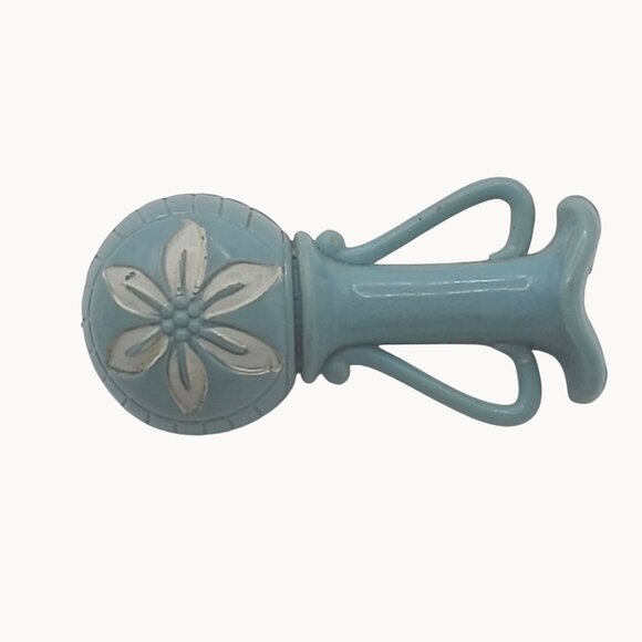 VTG Brooch 1950s MCM Stoneware Figural Floral Vase Pastel Blue White Pin Jewelry - Picture 3 of 9